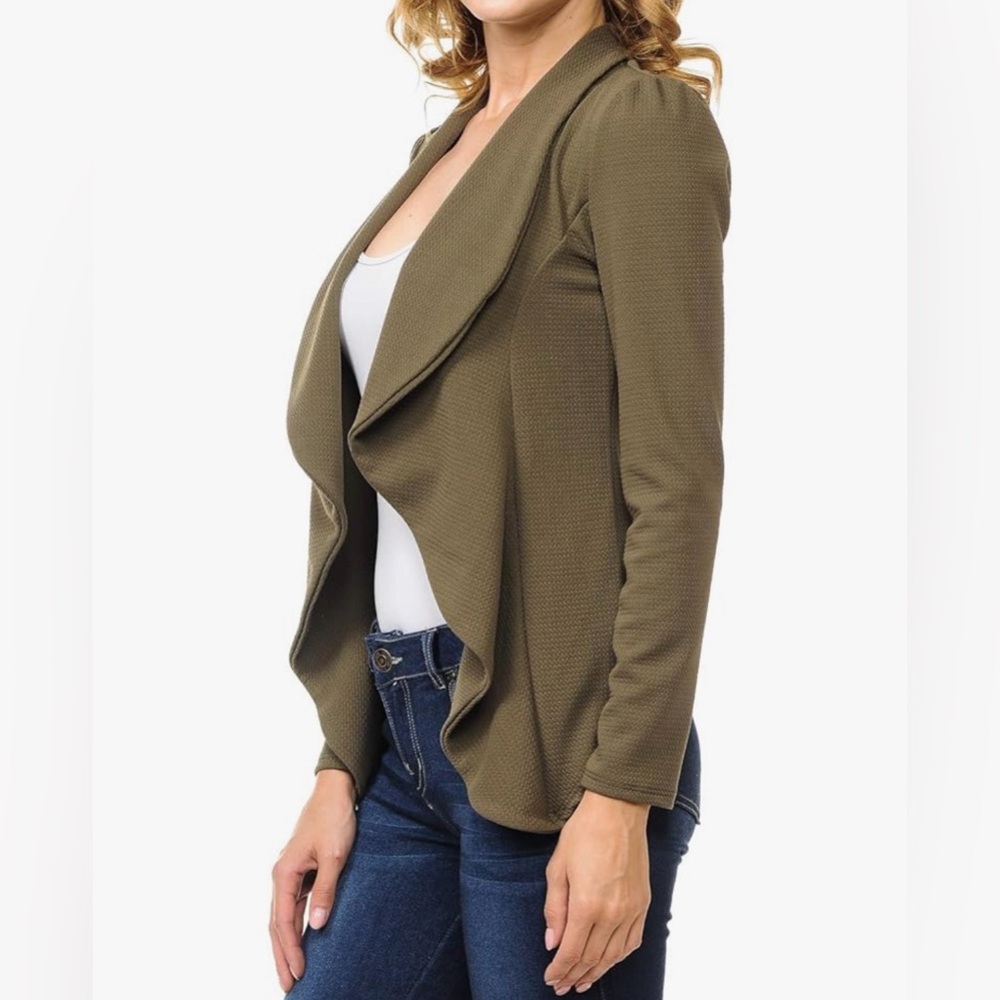 Olive Women's Draped Jacket - Picture 2 of 3
